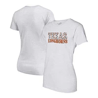 Women's Heather Gray Texas Longhorns Checkered Team Name Wavy Tri-Blend T-Shirt