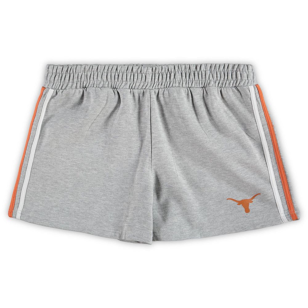 Women's Heathered Gray Texas Longhorns Plus 2-Stripes Shorts