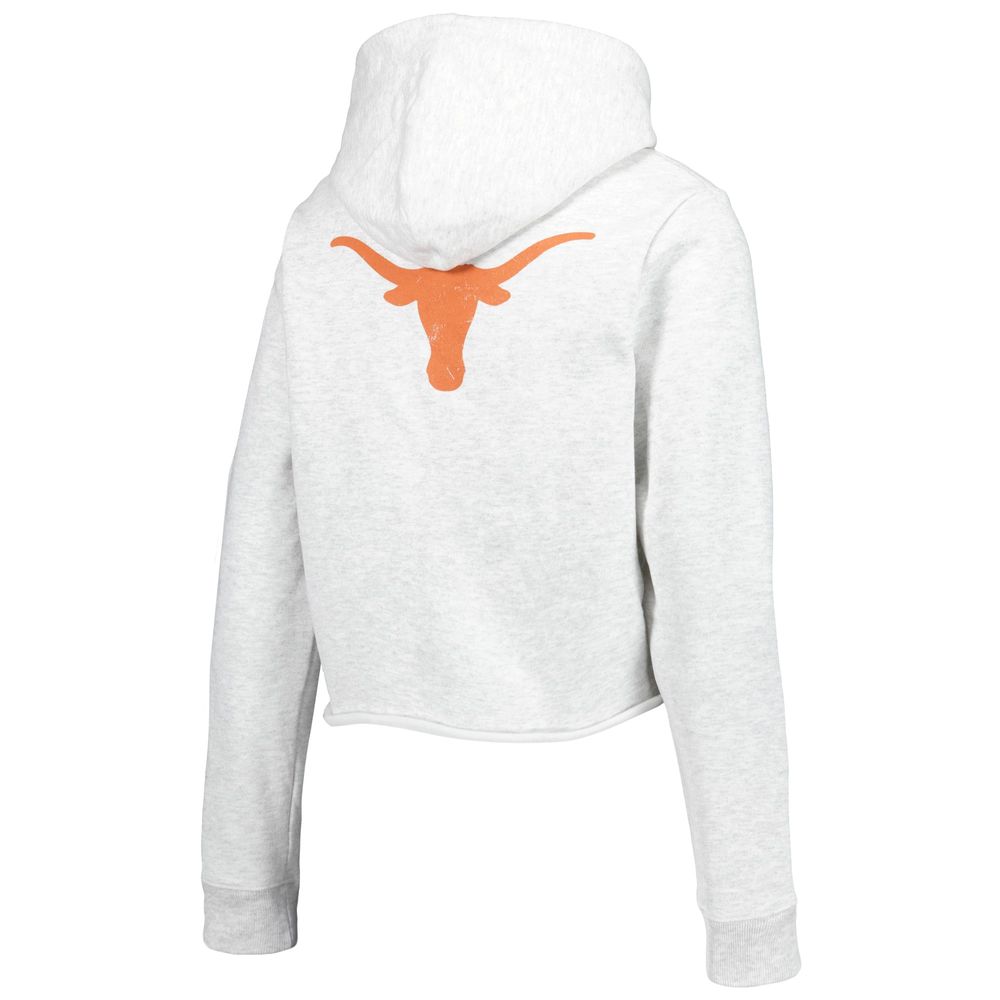 Women's League Collegiate Wear Ash Texas Longhorns 2-Hit 1636 Cropped Pullover Hoodie