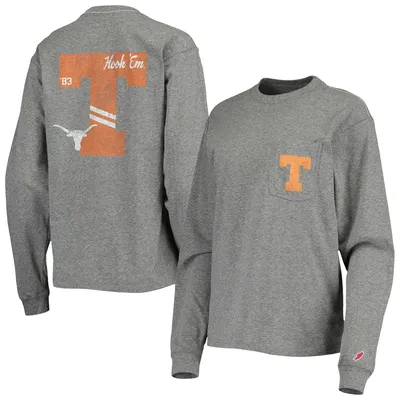 Texas Longhorns League Collegiate Wear Women's Pocket Oversized Long Sleeve T-Shirt - Heathered Gray