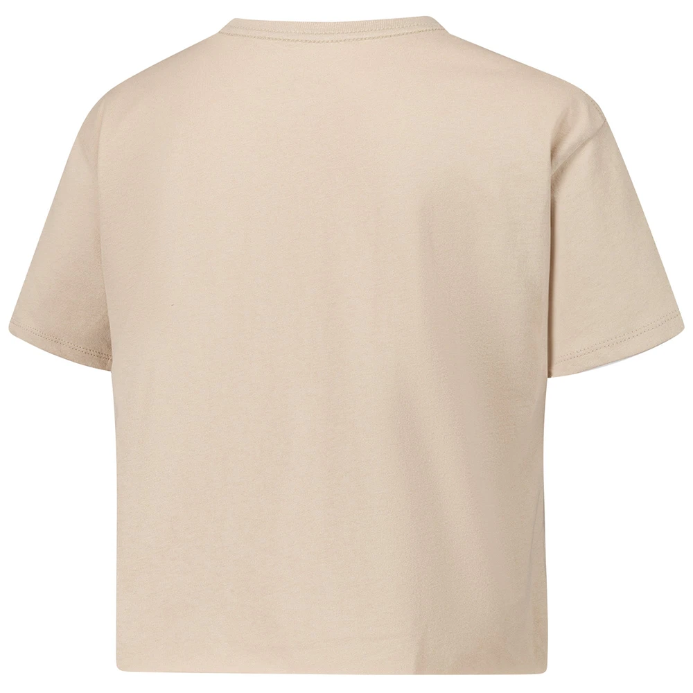 T-shirt mi-long en coton beige Texas Longhorns Clothesline pour femme de la ligue universitaire