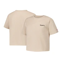 T-shirt mi-long en coton beige Texas Longhorns Clothesline pour femme de la ligue universitaire