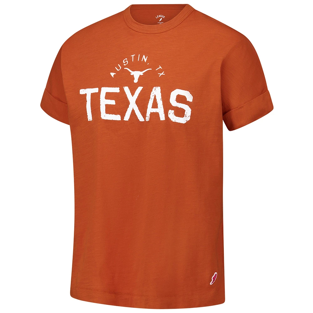 T-shirt à revers roulé Texas Longhorns Slub Orange de la Ligue universitaire féminine