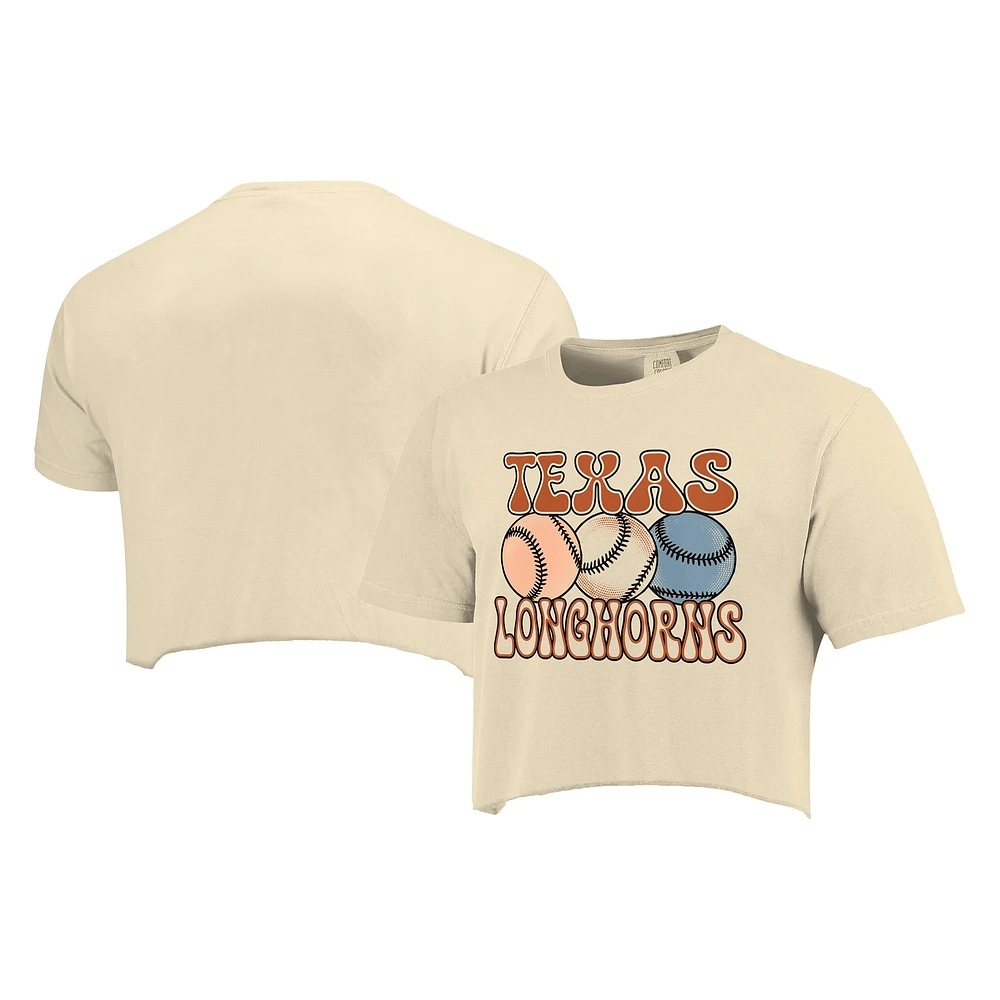 T-shirt court de baseball aux couleurs confortables des Texas Longhorns naturels pour femmes