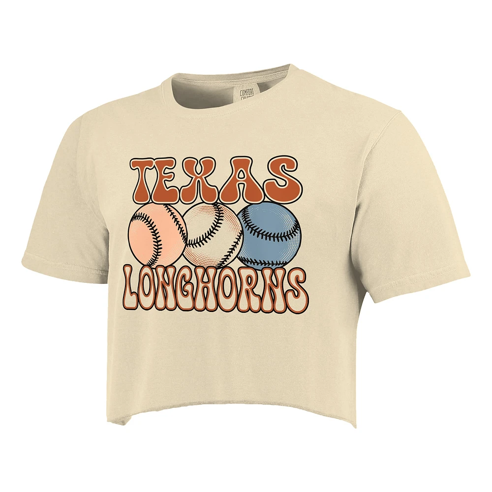 T-shirt court de baseball aux couleurs confortables des Texas Longhorns naturels pour femmes