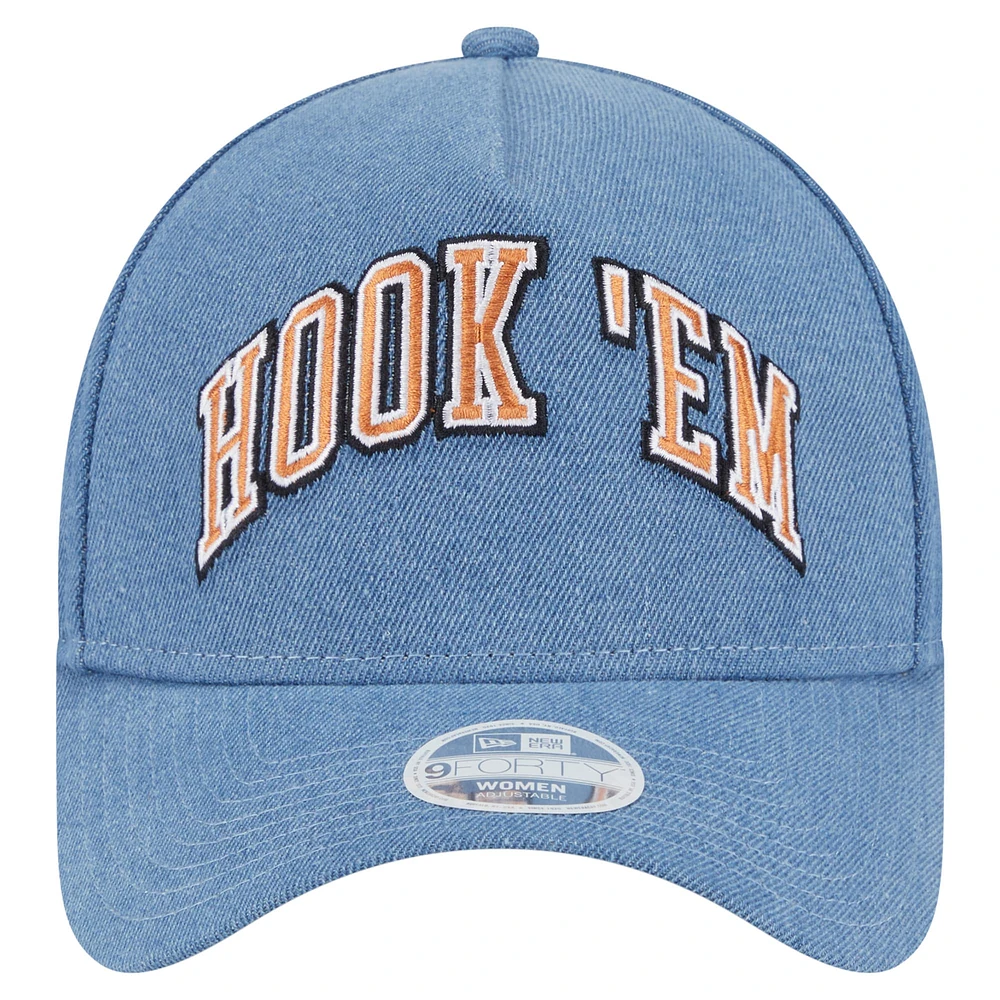 Women's New Era Denim Texas Longhorns A-Frame 9FORTY Adjustable Hat
