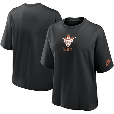 T-shirt Nike noir Texas Longhorns Legacy Established Boxy pour femme