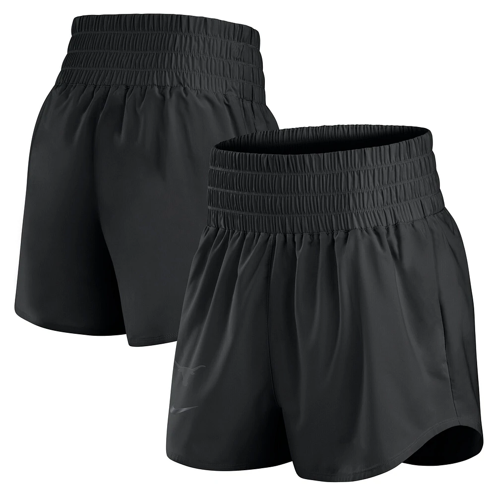 Short taille haute Nike Texas Longhorns Performance One pour femme, noir