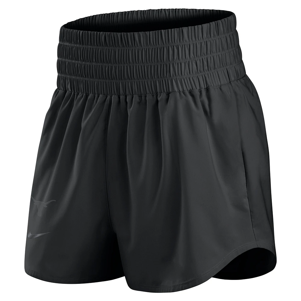Short taille haute Nike Texas Longhorns Performance One pour femme, noir