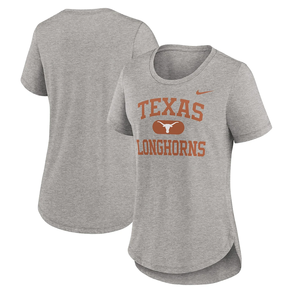 T-shirt Nike Blitz gris chiné pour femme Texas Longhorns