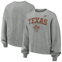 Sweat-shirt en molleton surdimensionné à col rond et manches longues pour femme Nike Heather Grey Texas Longhorns Legacy Fleece Classic Arch