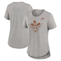 T-shirt Nike Heather Grey Texas Longhorns Legacy Tri-Blend pour femme