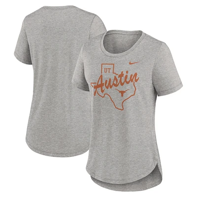 T-shirt Nike Heather Grey Texas Longhorns Local Campus Location Mantra Tri-Blend pour femme