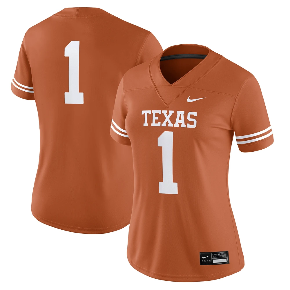 Maillot de match Nike #1 Texas Orange Longhorns pour femme