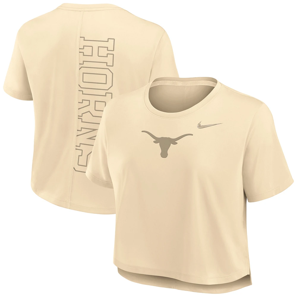 Women's Nike Tan Texas Longhorns Performance Cropped T-Shirt