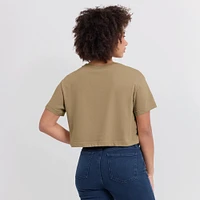 Women's Nike Tan Texas Longhorns Power Pursuit Athletic Prep Arch Performance Cropped T-Shirt