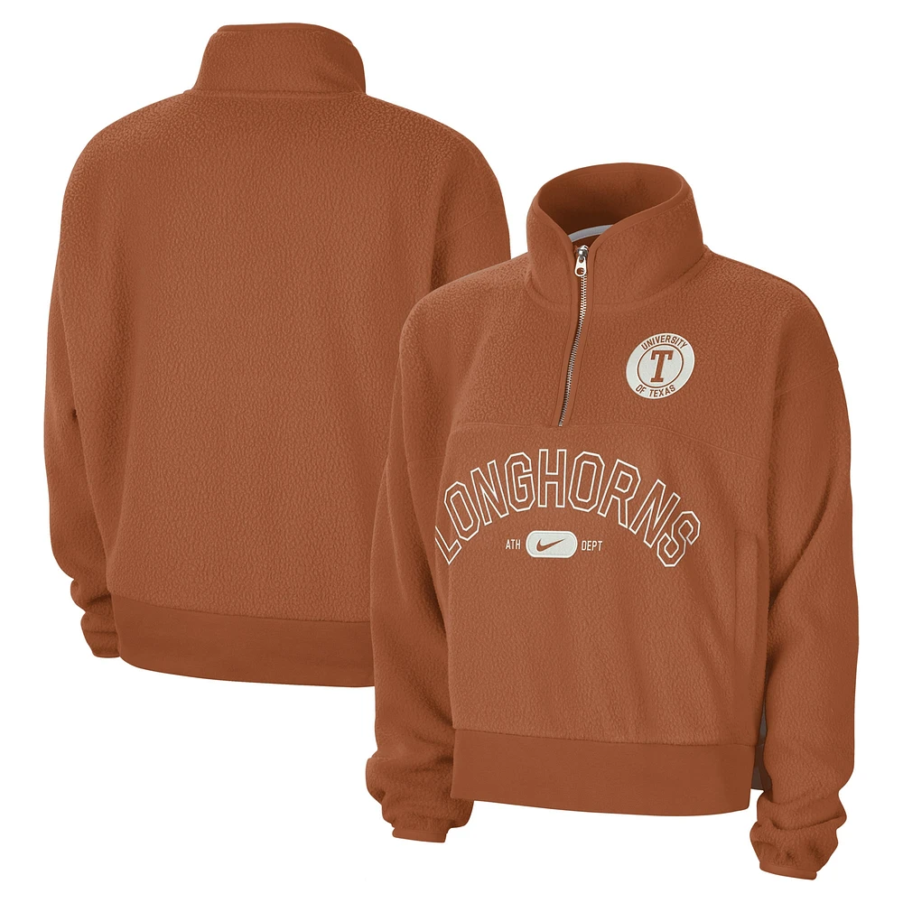 Women's Nike Texas Orange Longhorns Fly Fleece Quarter-Zip Jacket