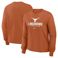 T-shirt Nike Texas Orange Longhorns Primetime University Boxy à manches longues pour femme