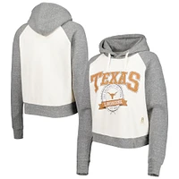 Sweat à capuche raglan Pressbox Texas Longhorns Cody Tri-Bend pour femme crème/gris chiné