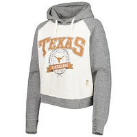 Sweat à capuche raglan Pressbox Texas Longhorns Cody Tri-Bend pour femme crème/gris chiné