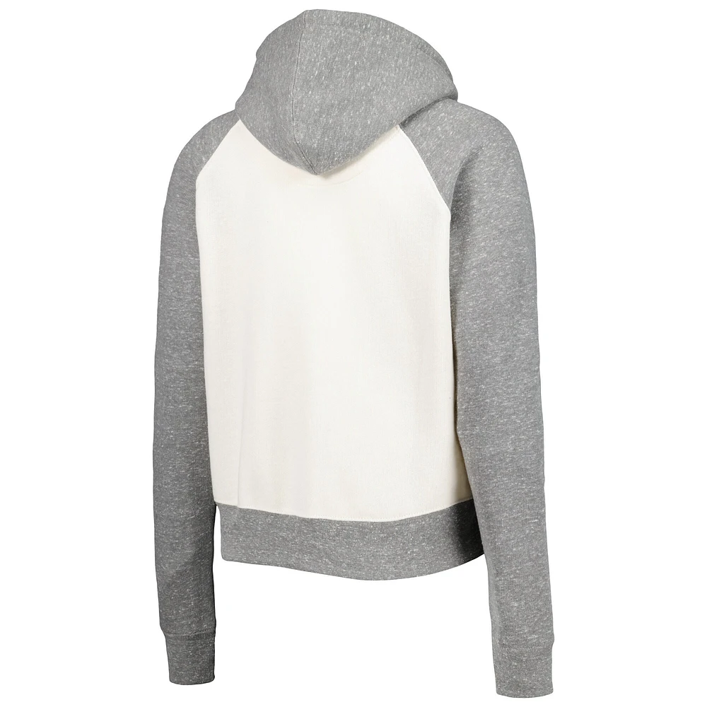 Sweat à capuche raglan Pressbox Texas Longhorns Cody Tri-Bend pour femme crème/gris chiné