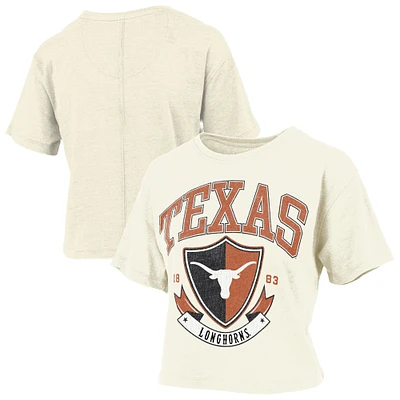 T-shirt court vintage Pressbox pour femme, motif Texas Longhorns, couleur crème
