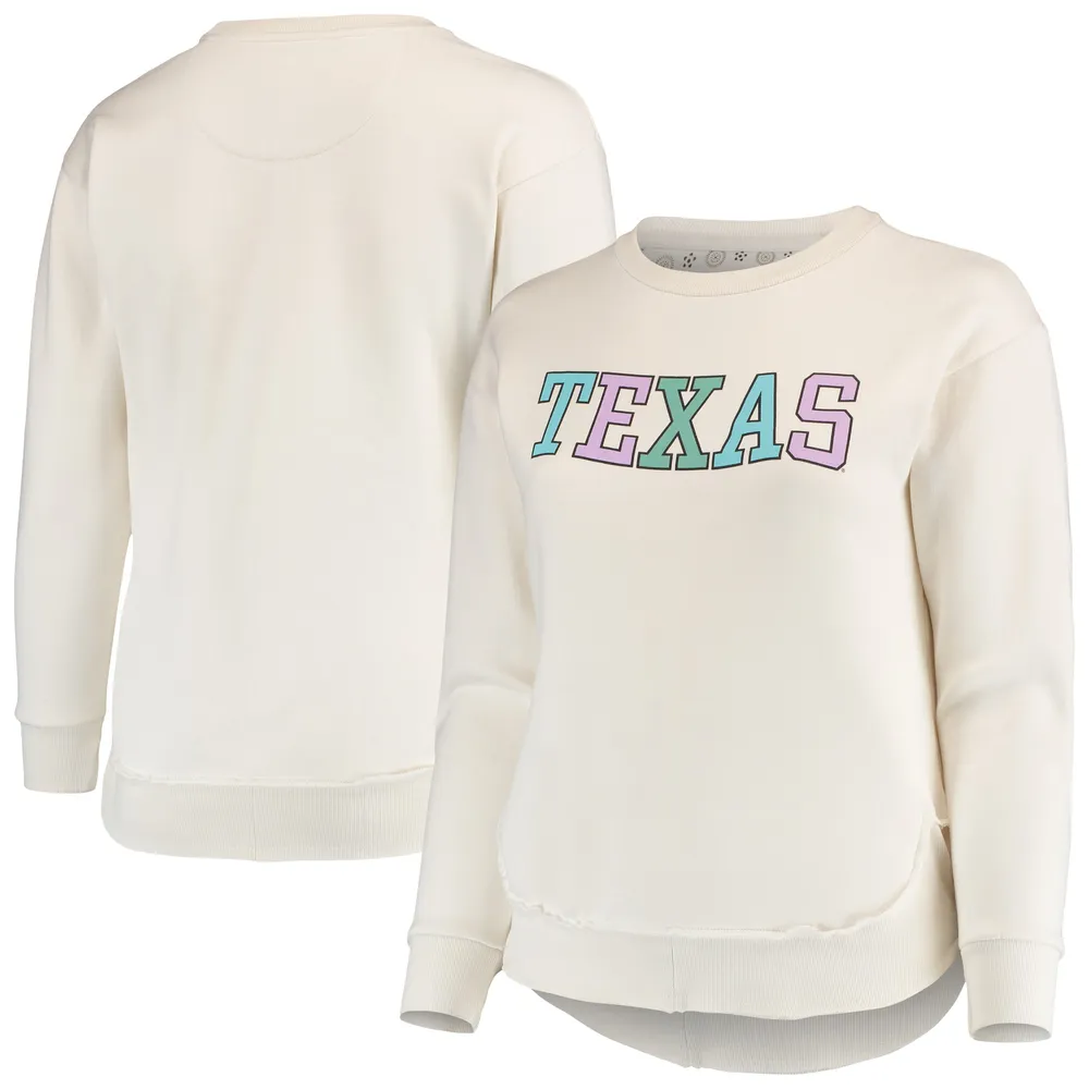 Women's Pressbox Texas Orange Texas Longhorns Comfy Cord Vintage Wash Basic  Arch Pullover Sweatshirt