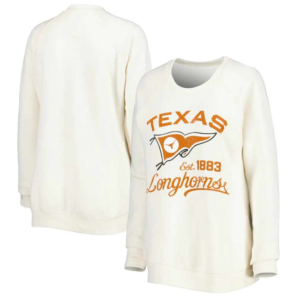 Women's Pressbox Texas Orange Texas Longhorns Comfy Cord Vintage Wash Basic  Arch Pullover Sweatshirt