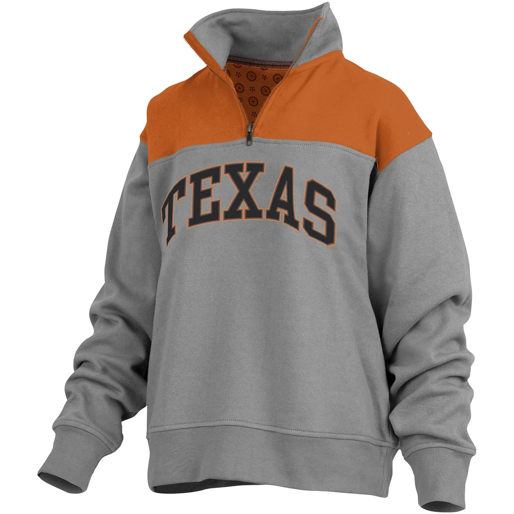 Women's Pressbox Gray Texas Longhorns Avon Fleece Quarter-Zip Jacket