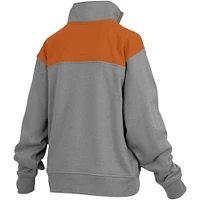 Women's Pressbox Gray Texas Longhorns Avon Fleece Quarter-Zip Jacket