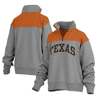 Women's Pressbox Gray Texas Longhorns Avon Fleece Quarter-Zip Jacket