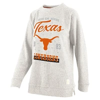 Women's Pressbox Oatmeal Texas Longhorns Plus Comfy Cairo Terry Pullover Sweatshirt