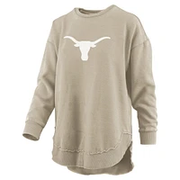 Women's Pressbox Tan Texas Longhorns Poncho Fleece Pullover Sweatshirt