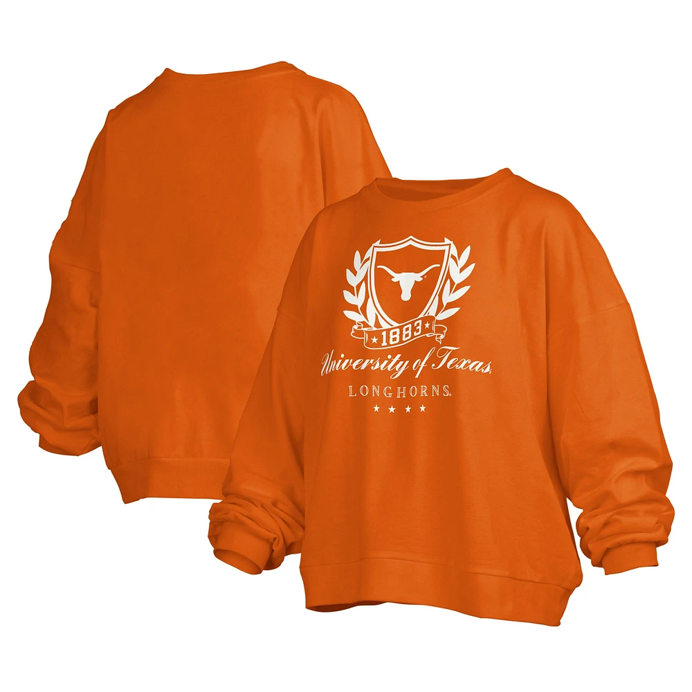 Sweat-shirt surdimensionné Pressbox Texas Orange Longhorns Big Aug Script Janice pour femme