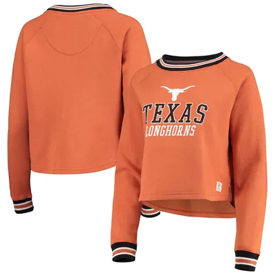 Texas Longhorns Pressbox Women's Cali Cozy Raglan Crop Pullover Sweatshirt - Orange