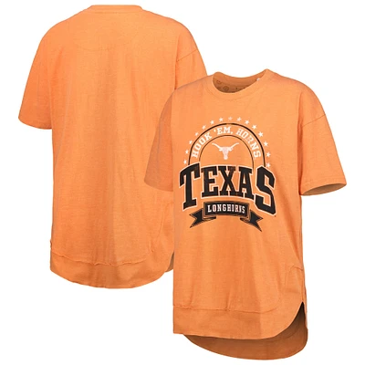 Women's Pressbox Texas Orange Longhorns Vintage Wash Poncho Captain T-Shirt