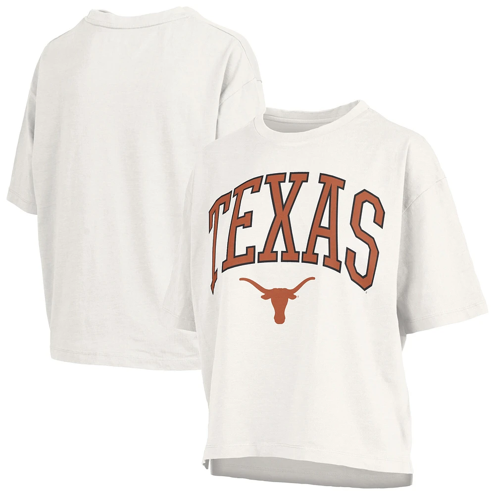 T-shirt surdimensionné blanc Pressbox Texas Longhorns Nelson Arch Over avec logo, longueur à la taille