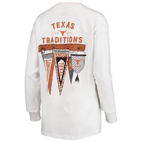 Women's Pressbox White Texas Longhorns Traditions Pennant Long Sleeve T-Shirt