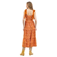 Women's Smith & Quinn  Orange Texas Longhorns Tied Shoulder Tiered Maxi Dress