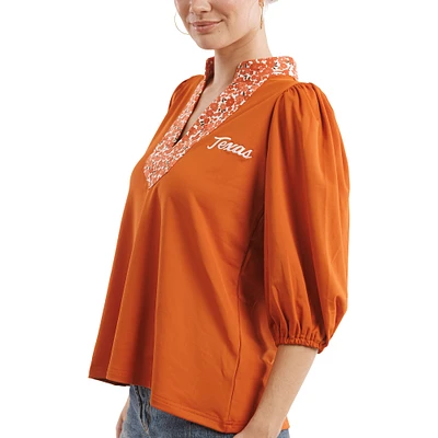 Haut Eliza pour femme de la collection Tailgate Texas Longhorns blanc/orange texan