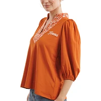 Haut Eliza pour femme de la collection Tailgate Texas Longhorns blanc/orange texan