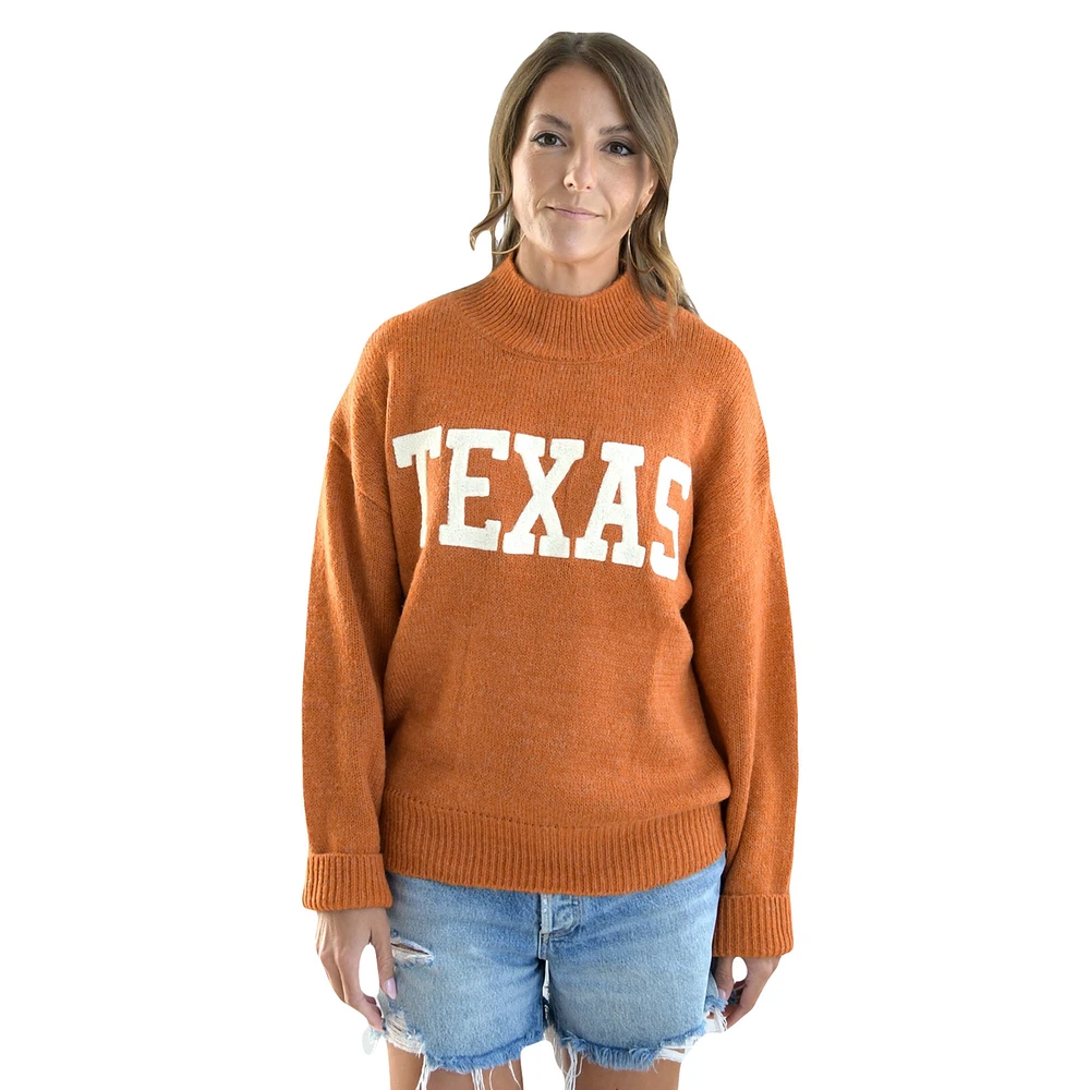 Women's  Texas Orange Longhorns Oversized Varsity Sweater