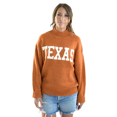 Women's  Texas Orange Longhorns Oversized Varsity Sweater