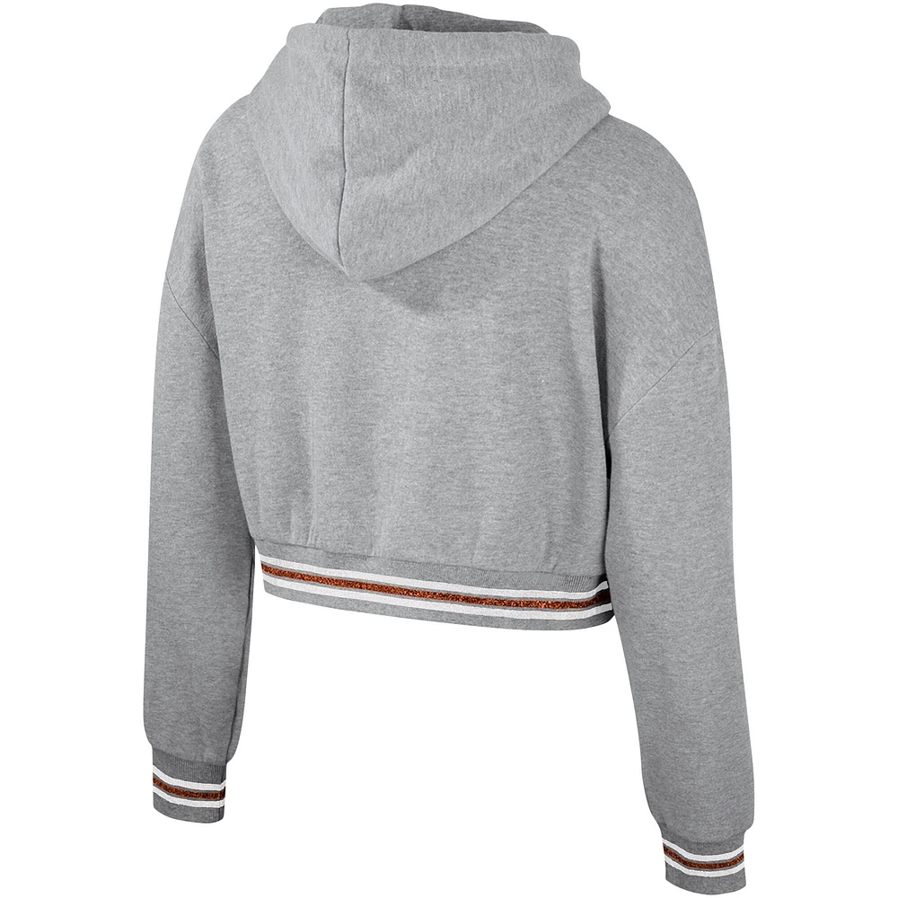 Sweat à capuche court scintillant pour femmes The Wild Collective Heather Grey Texas Longhorns