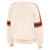 Pull à rayures tissées en chenille Texas Longhorns crème pour femme WEAR by Erin Andrews