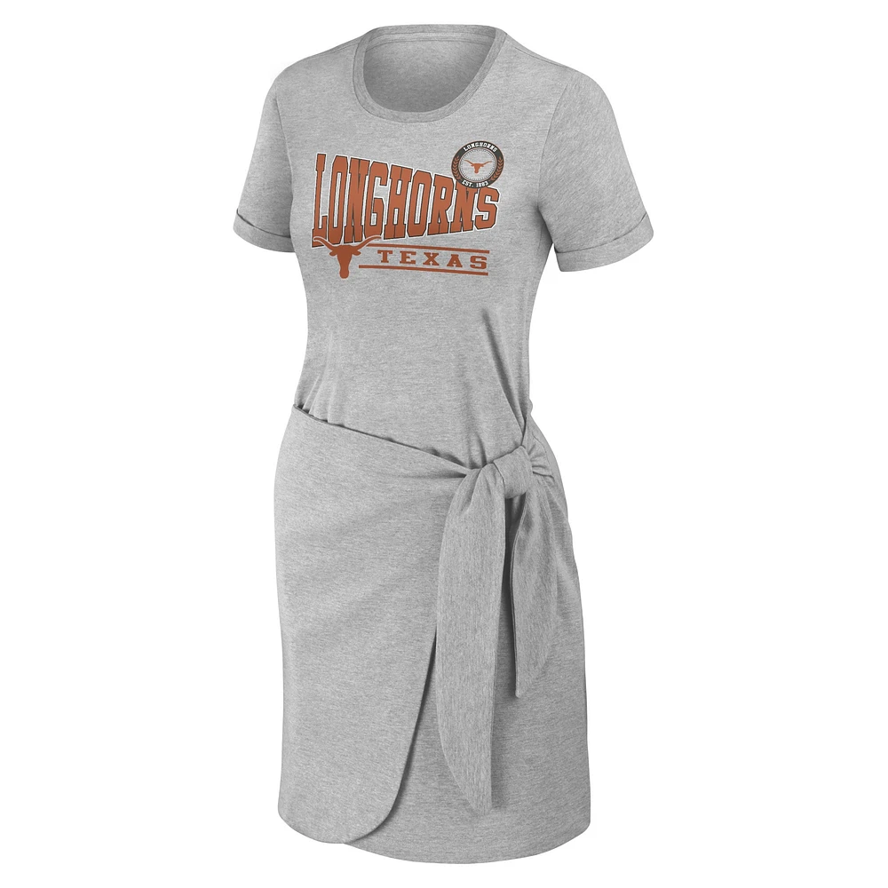 Women's WEAR by Erin Andrews Heather Gray Texas Longhorns Knotted T-Shirt Dress