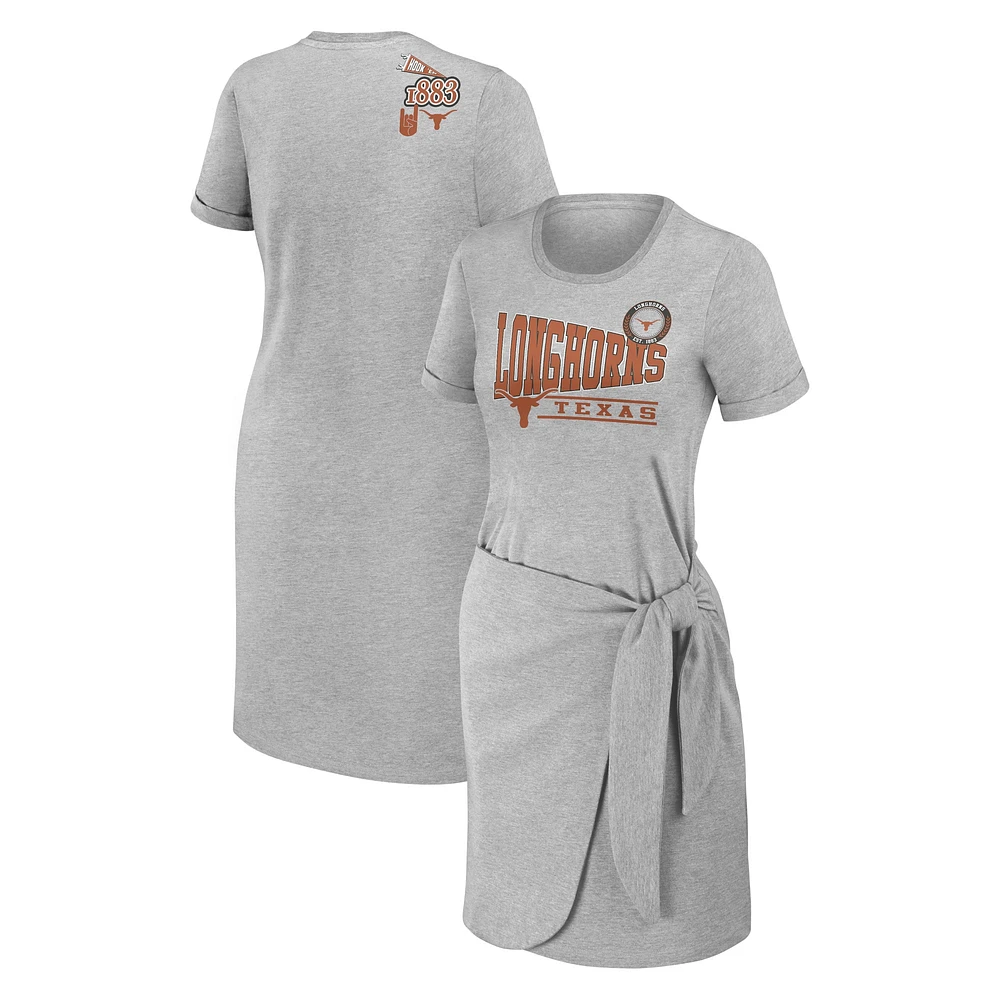 Women's WEAR by Erin Andrews Heather Gray Texas Longhorns Knotted T-Shirt Dress