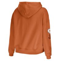 Women's WEAR by Erin Andrews Texas Orange Longhorns Mixed Media Cropped Pullover Hoodie