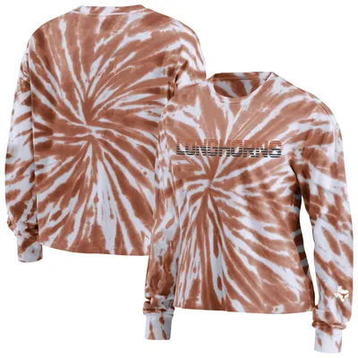 Texas Longhorns WEAR by Erin Andrews Women's Tie-Dye Long Sleeve T-Shirt - Orange