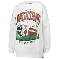 Women's White Texas Longhorns Oversized Malone Multimedia Football Pullover Sweatshirt